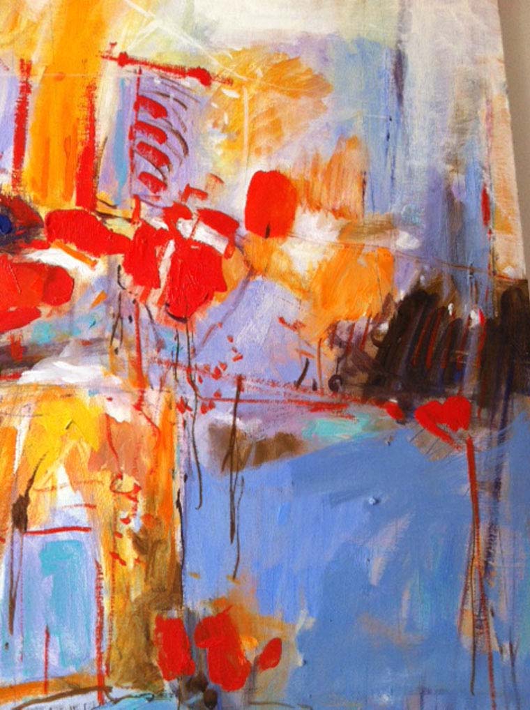 tableau avec des tâches de couleurs vives
